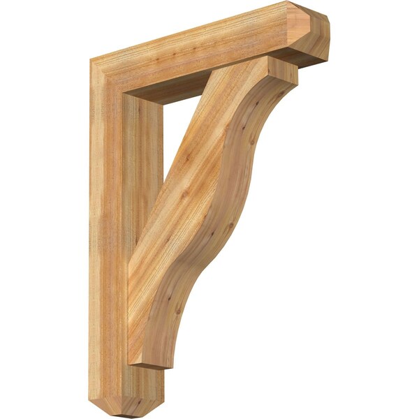 Ekena Millwork Funston Craftsman Rough Sawn Bracket w/ Offset Brace, Western Red Cedar, 8"W x 36"D x 48"H BKT0806X36X48FST04RWR - main